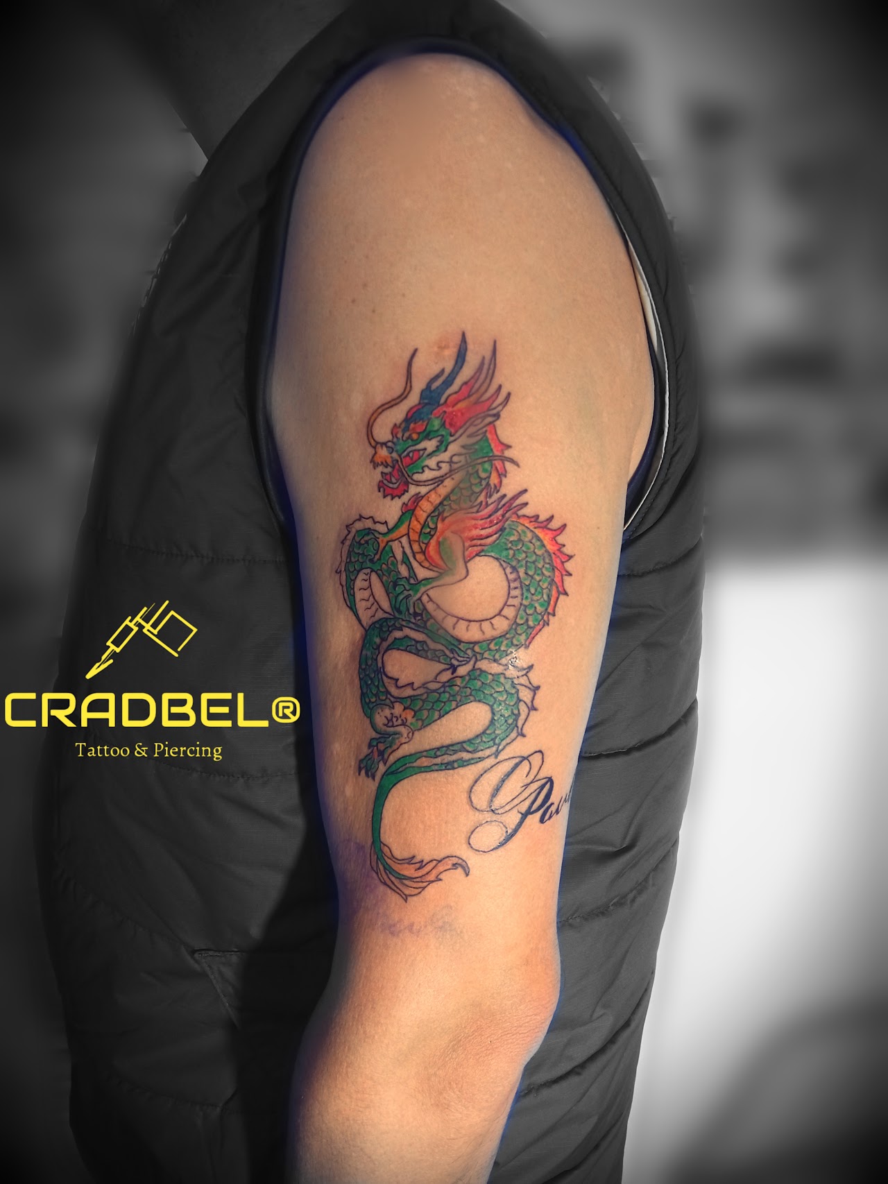 Curaduría de oreja con múltiples piercings finos en oro y ópalos en Cradbel Tattoo